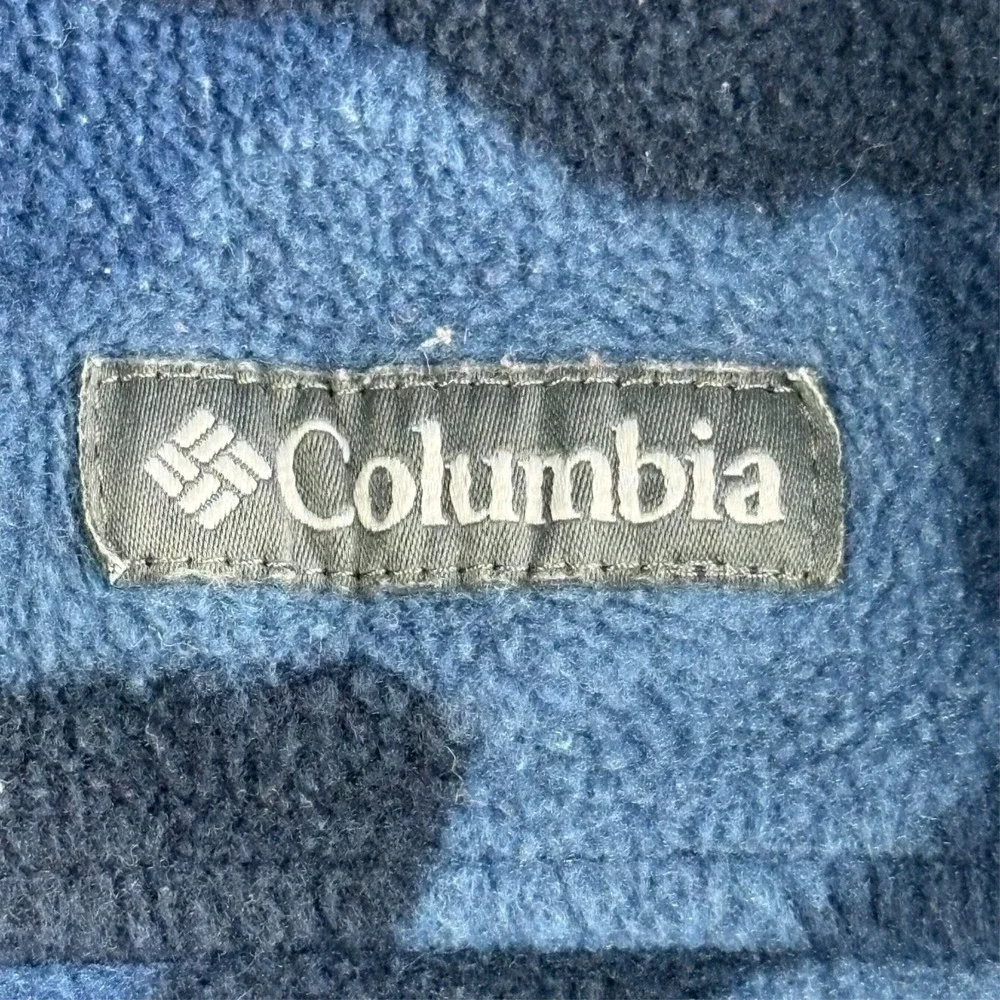 Columbia Fleece Jacket Youth XXS 4/5 Full Zip Blue Camo Pockets Logo Fall Coat